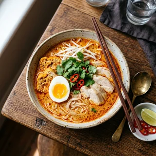 Bowl of chicken laksa
